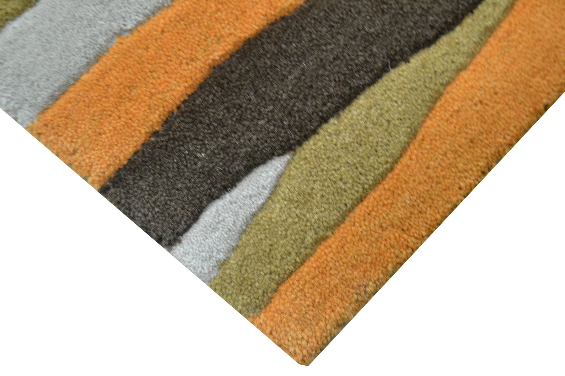 Modern Handmade Wool Rug - Stalle 6249 - Orange/Multi - 80X150cm