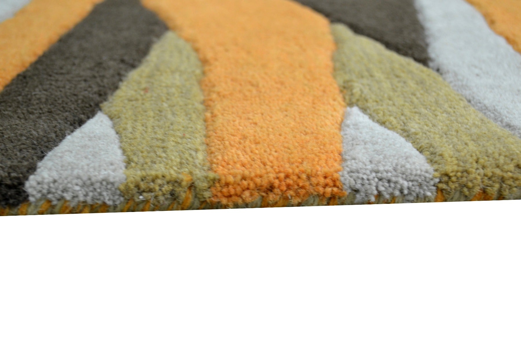 Modern Handmade Wool Rug - Stalle 6249 - Orange/Multi - 80X150cm