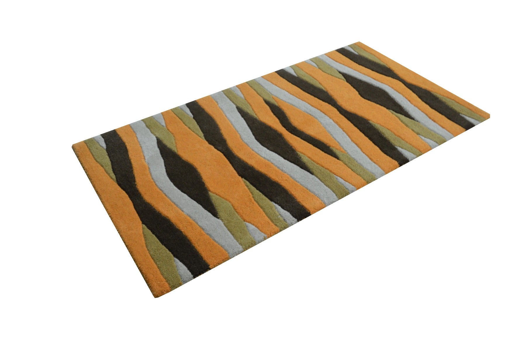 Modern Handmade Wool Rug - Stalle 6249 - Orange/Multi - 80X150cm