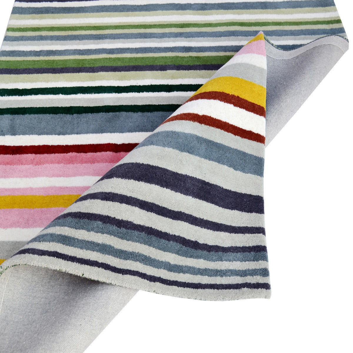 Designer Handmade Striped Wool Rug-6283-Multi-110x160cm