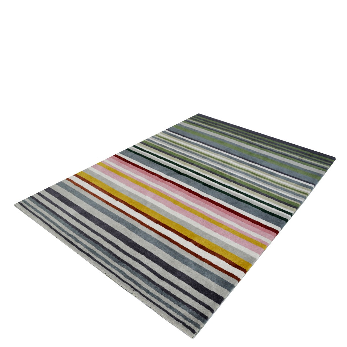Designer Handmade Striped Wool Rug-6283-Multi-110x160cm