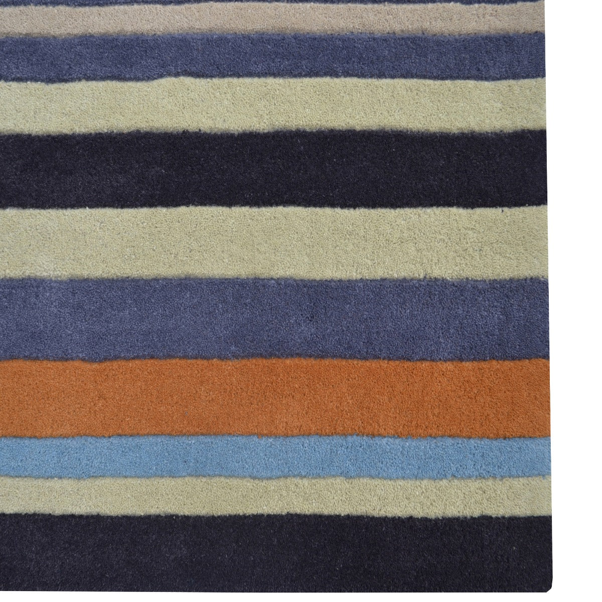 Designer Handmade Striped Wool Rug-6289-Grey Multi-110x160cm