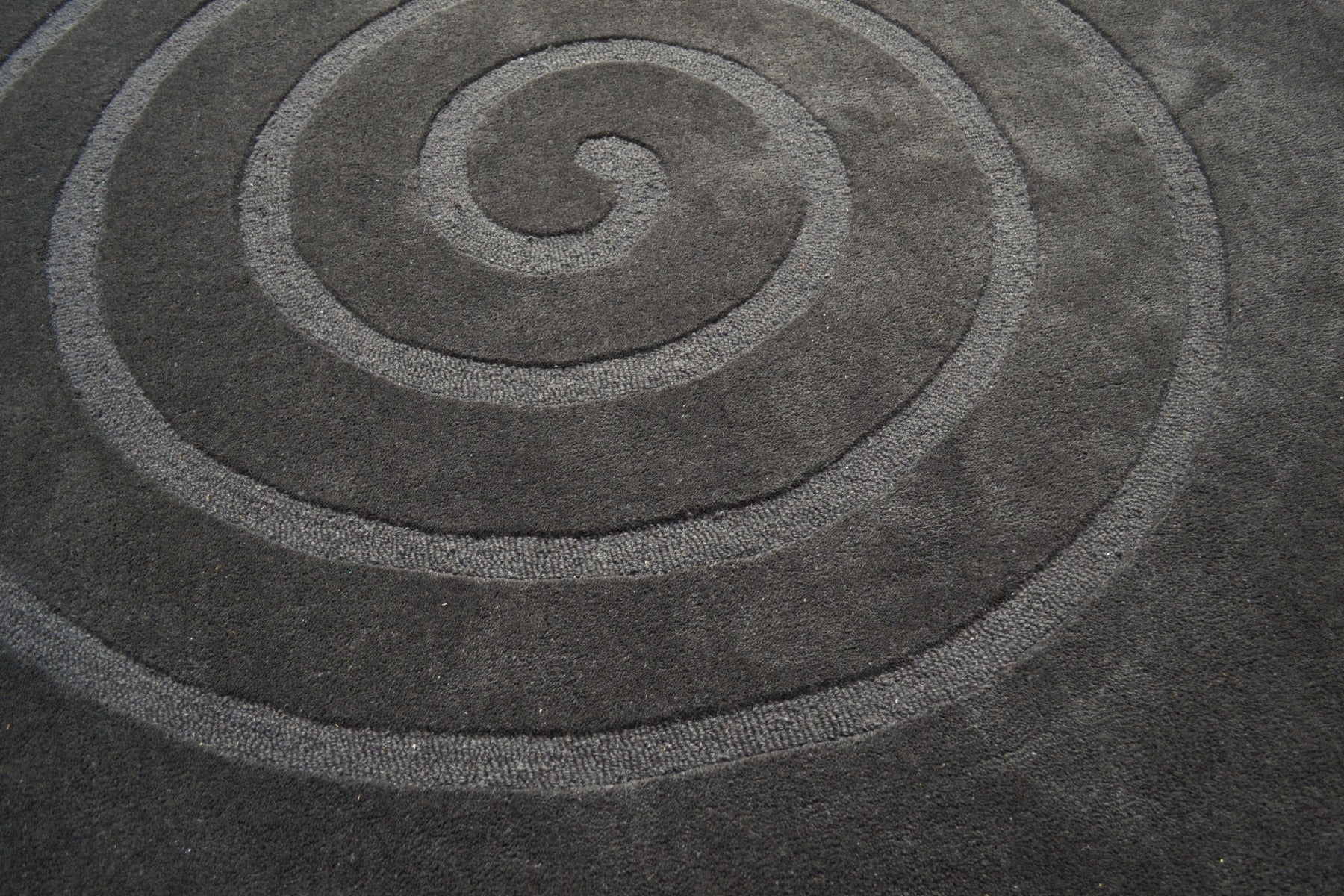 Handwoven Round Wool Rug - Swirl - Ash Grey - 160x160cm