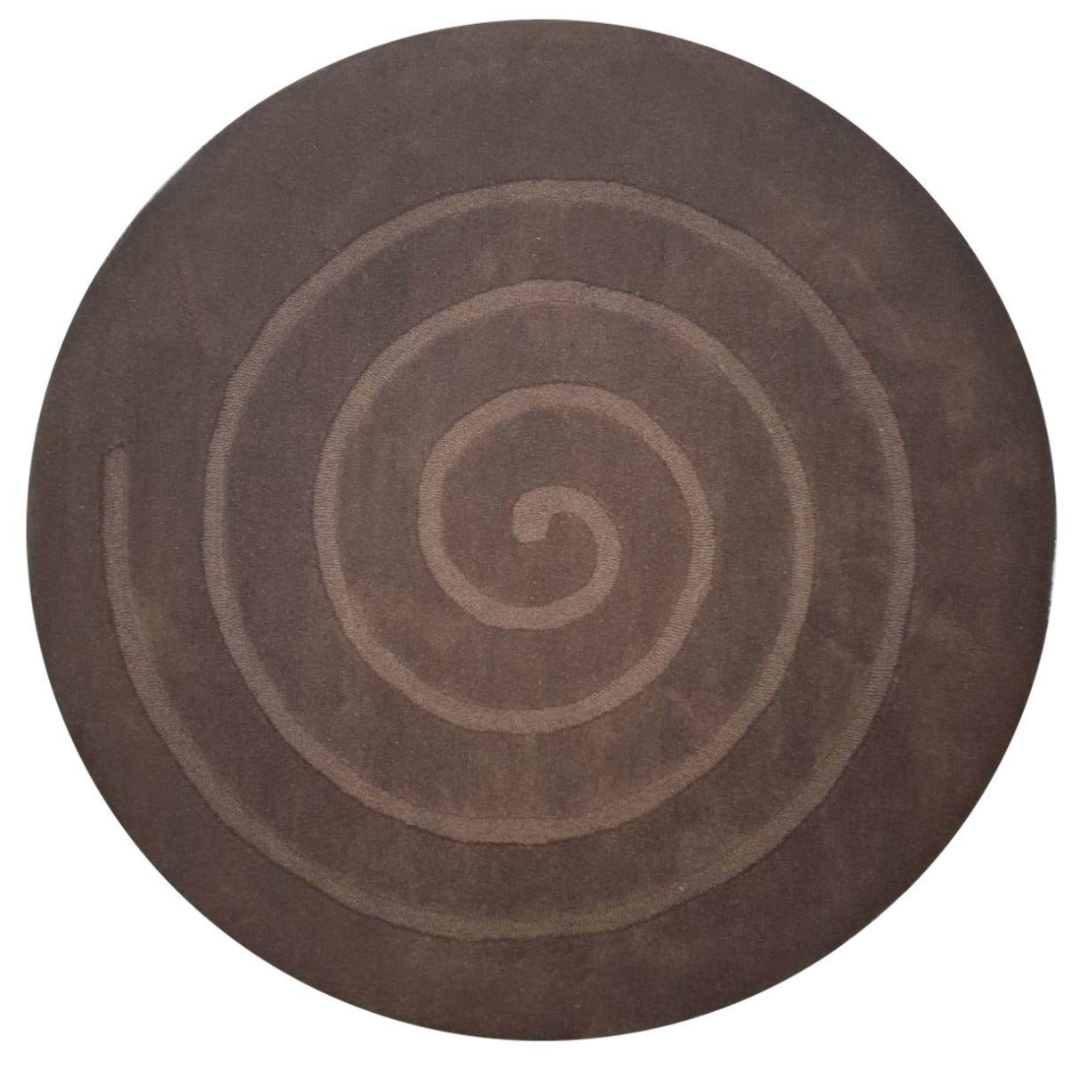Handmade Round Wool Rug - Swirl - Brown - 160x160cm