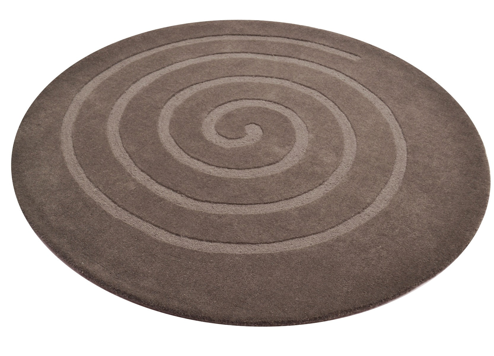 Handwoven Round Wool Rug - Swirl - Chocolate - 160x160cm