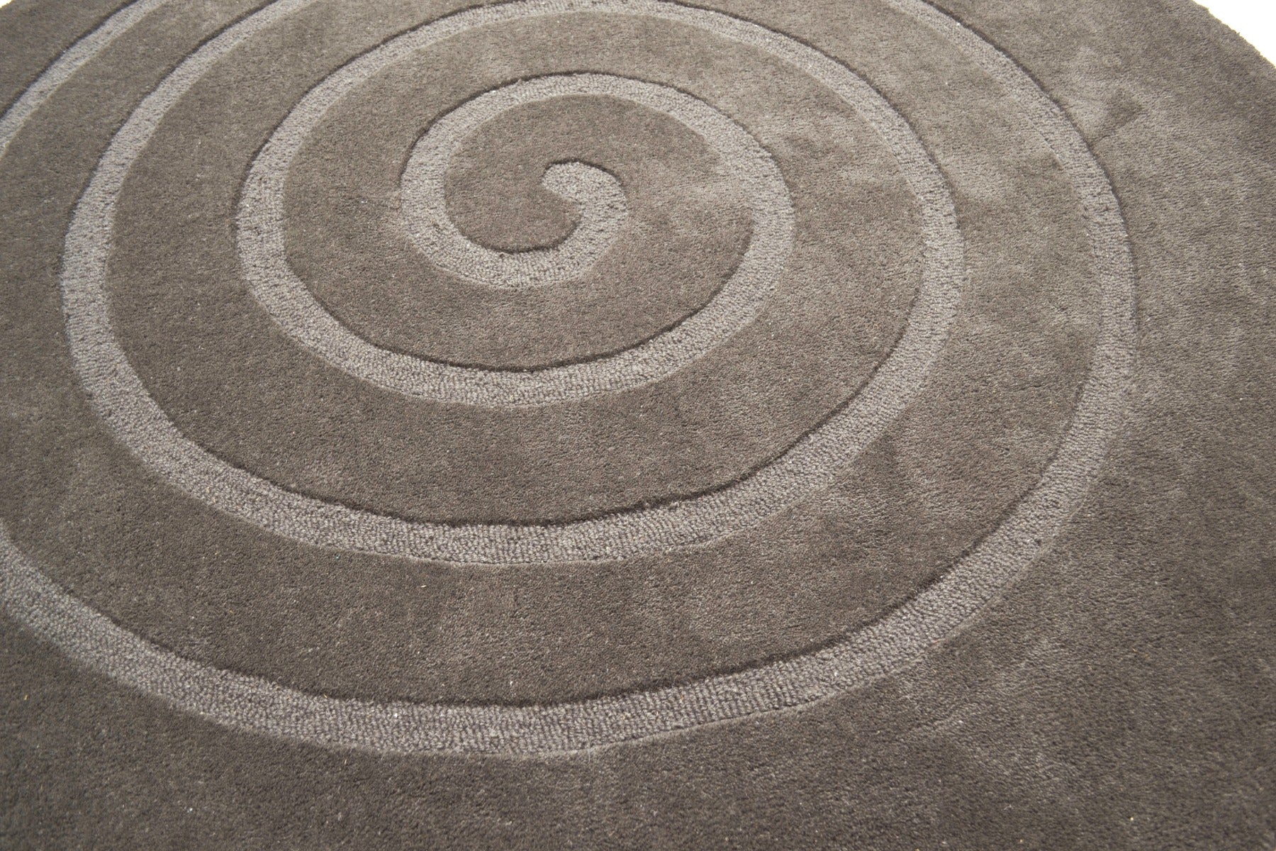 Handwoven Round Wool Rug - Swirl - Chocolate - 160x160cm