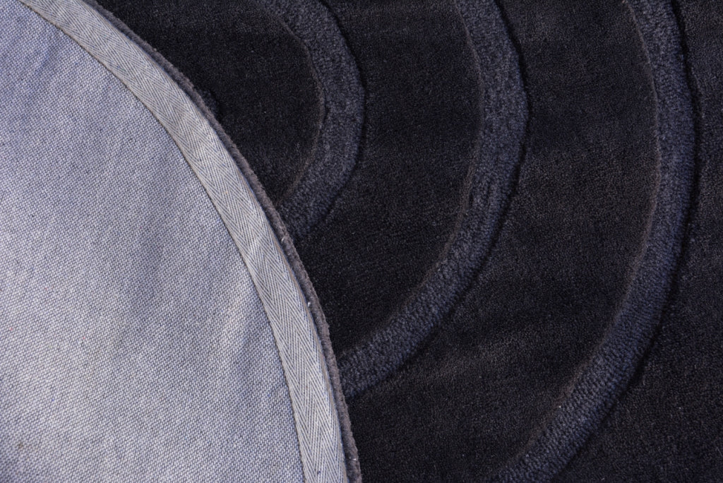 Handmade Round Wool Rug - Swirl - Charcoal - 160x160cm