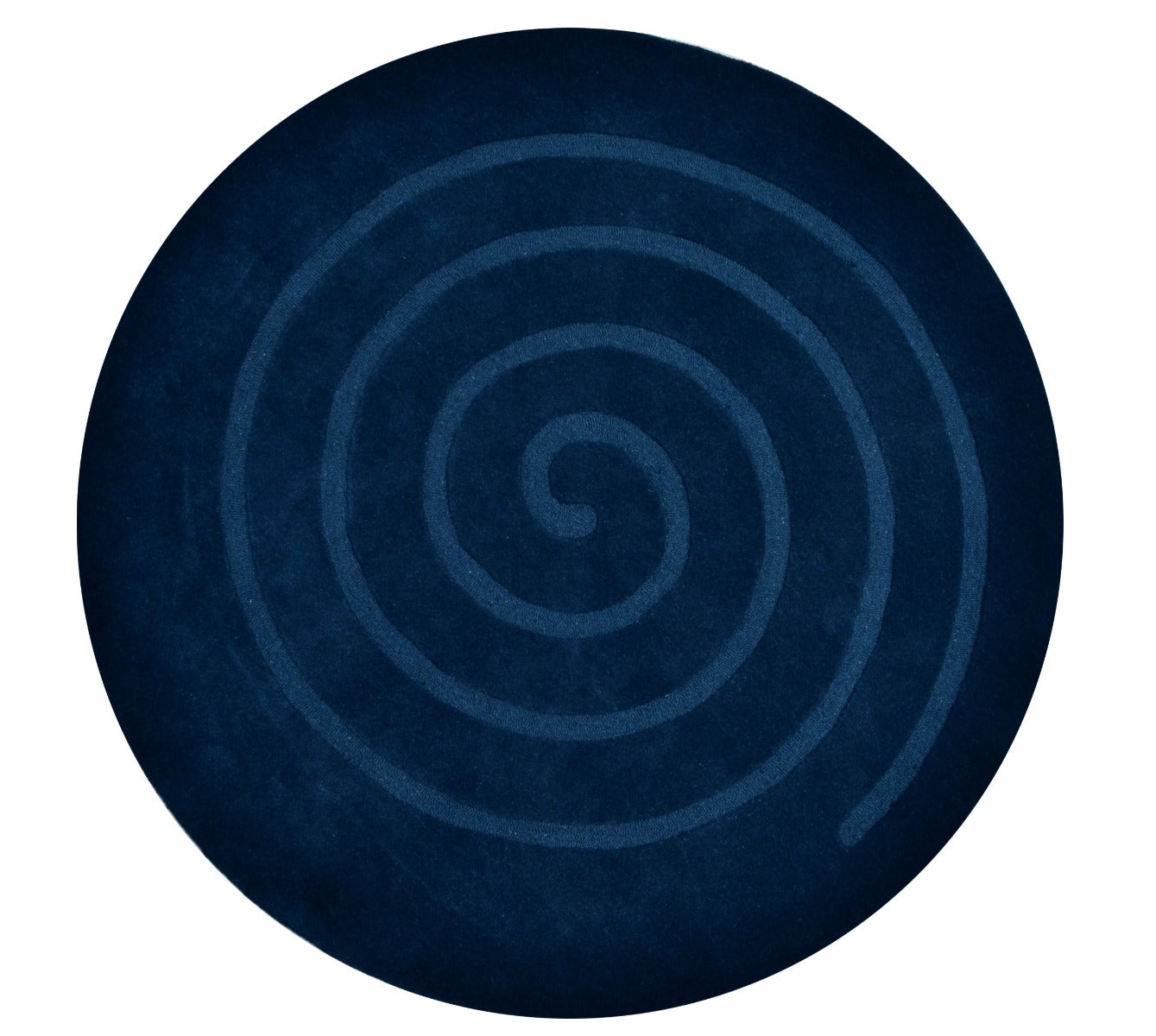 Handwoven Round Wool Rug - Swirl - Navy - 160x160cm