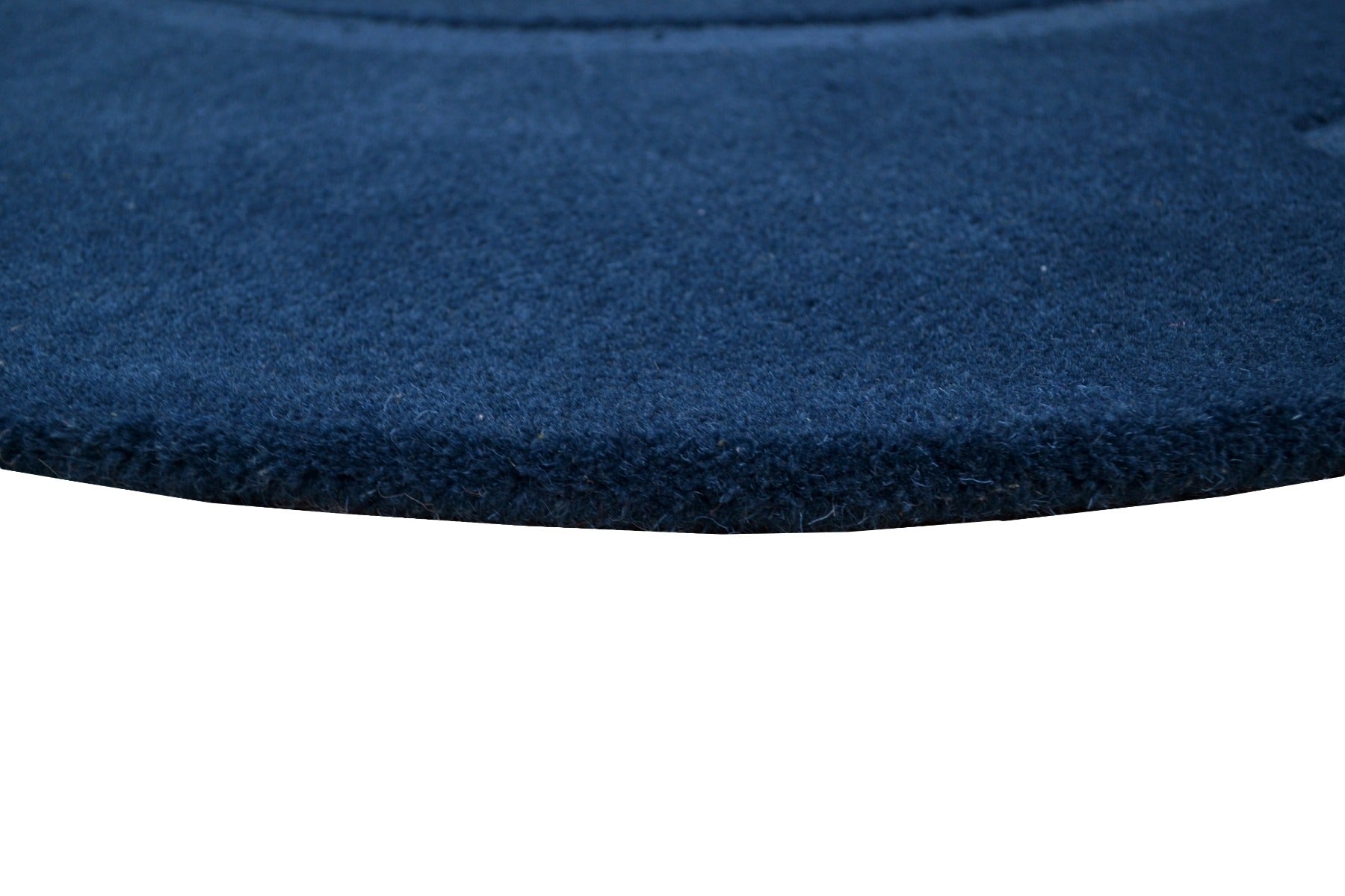 Handwoven Round Wool Rug - Swirl - Navy - 160x160cm
