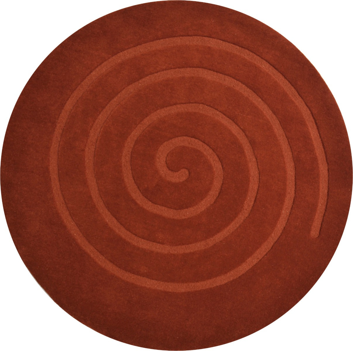 Handwoven Round Wool Rug - Swirl - Rust - 160x160cm