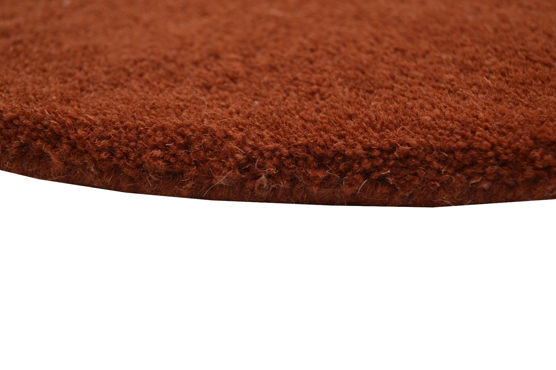 Handwoven Round Wool Rug - Swirl - Rust - 160x160cm