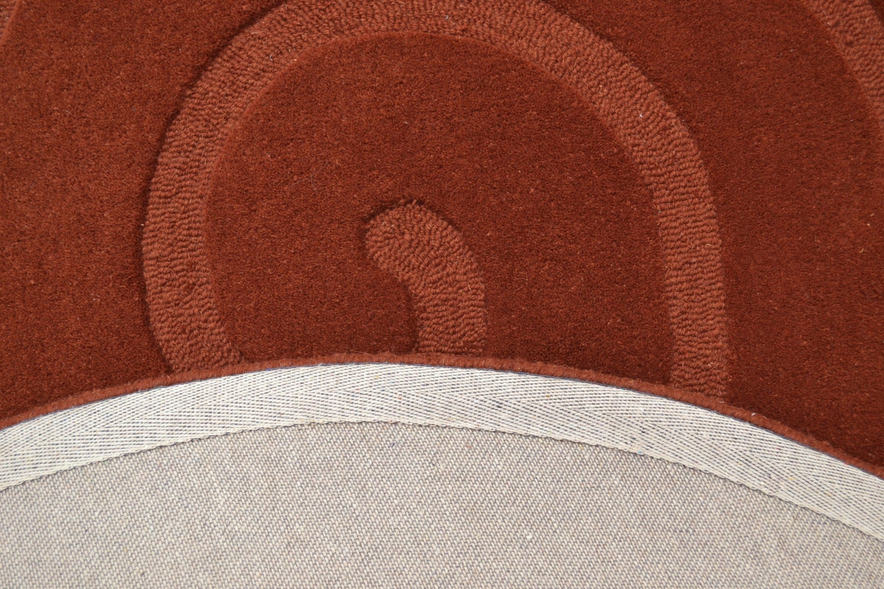 Handwoven Round Wool Rug - Swirl - Rust - 160x160cm