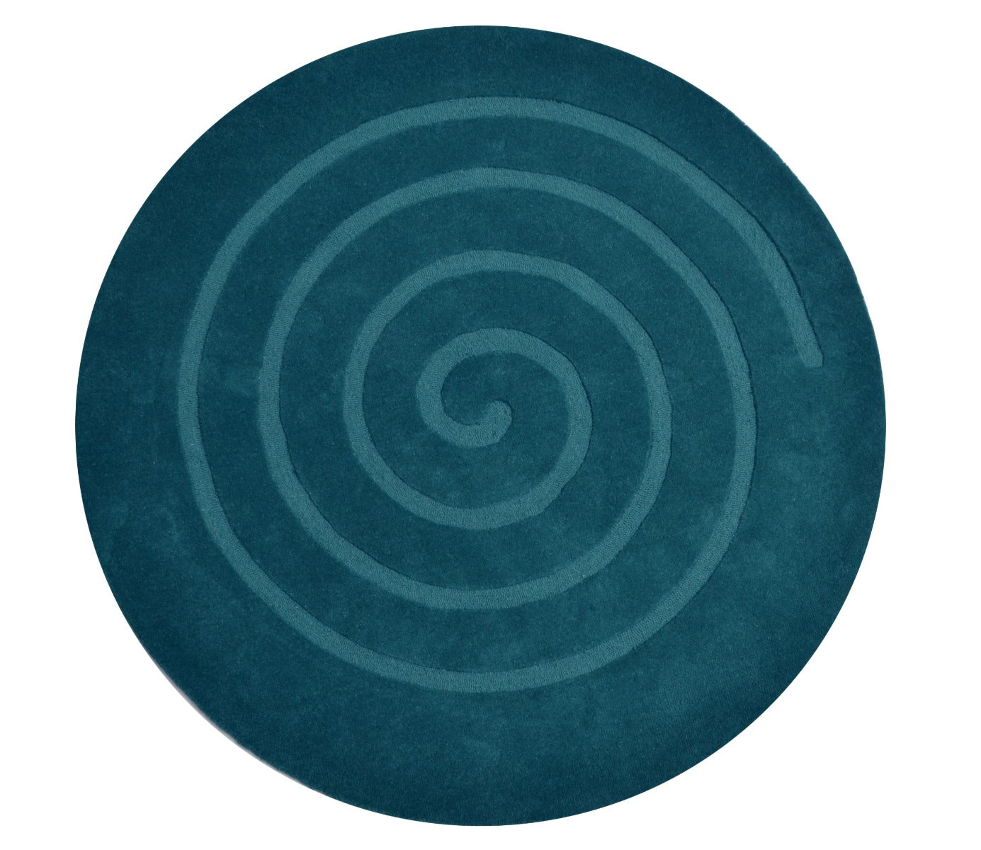 Handwoven Round Wool Rug - Swirl - Turquoise - 160x160cm
