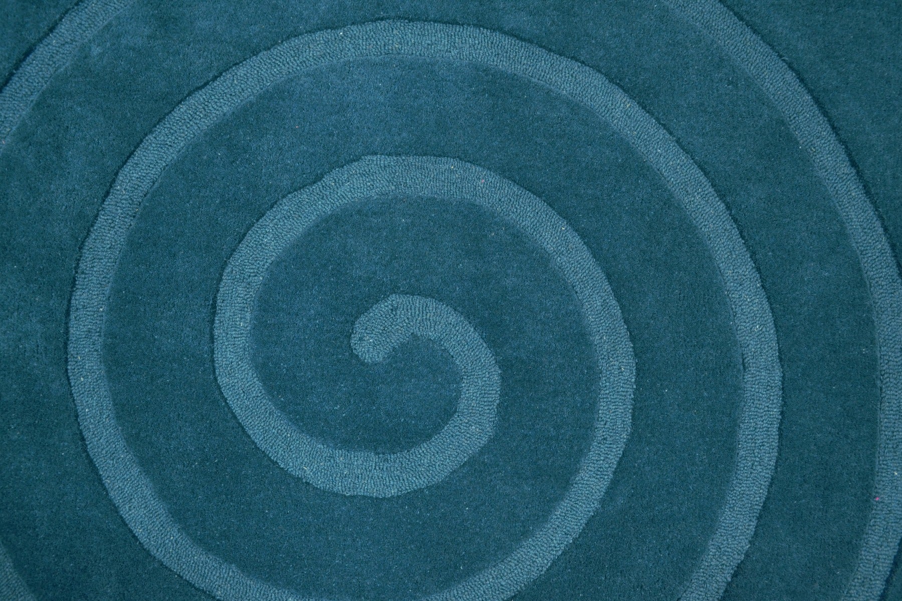 Handwoven Round Wool Rug - Swirl - Turquoise - 160x160cm