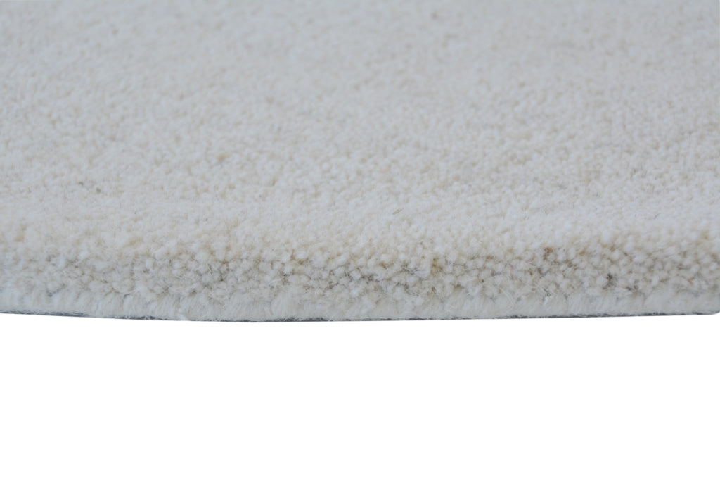 Handmade Round Wool Rug - Swirl - White - 160x160cm