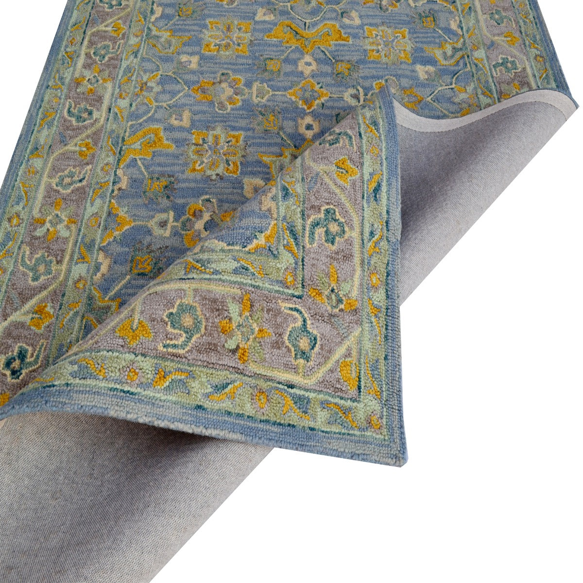 Traditional Handmade Wool Rug-Texas 6341-Light Blue-110x160cm
