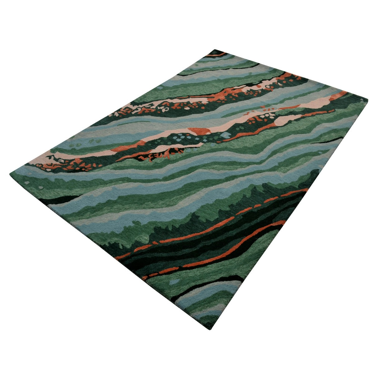 Modern Designer Wool & Viscose Rug-Textures 6401-Multi-110x160cm