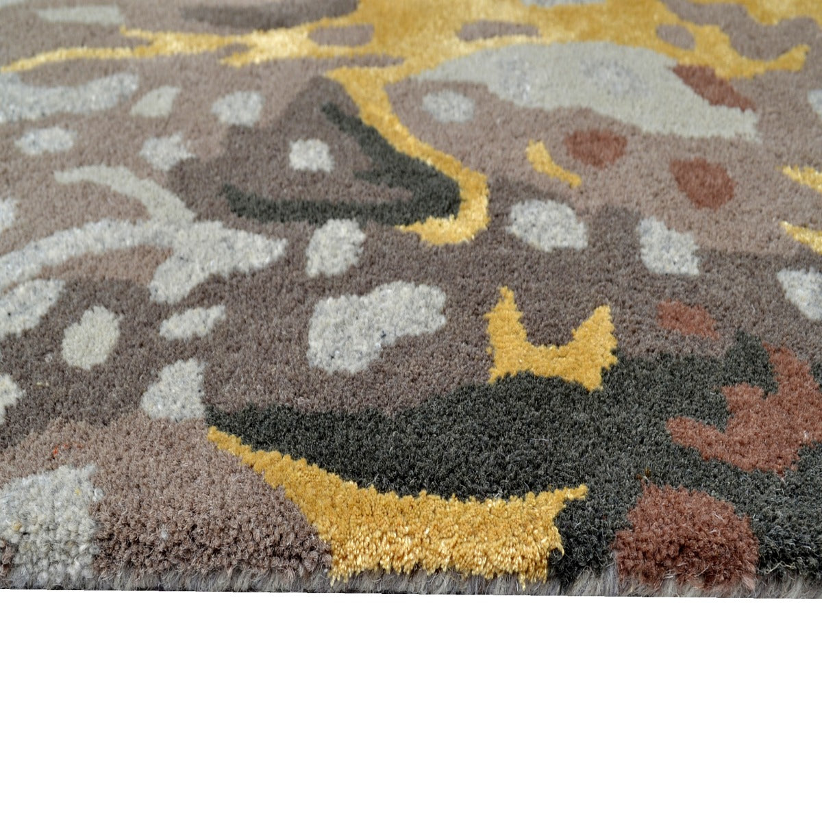 Designer Wool & Viscose Rug-Textures 6403-Silver Multi-110x160cm