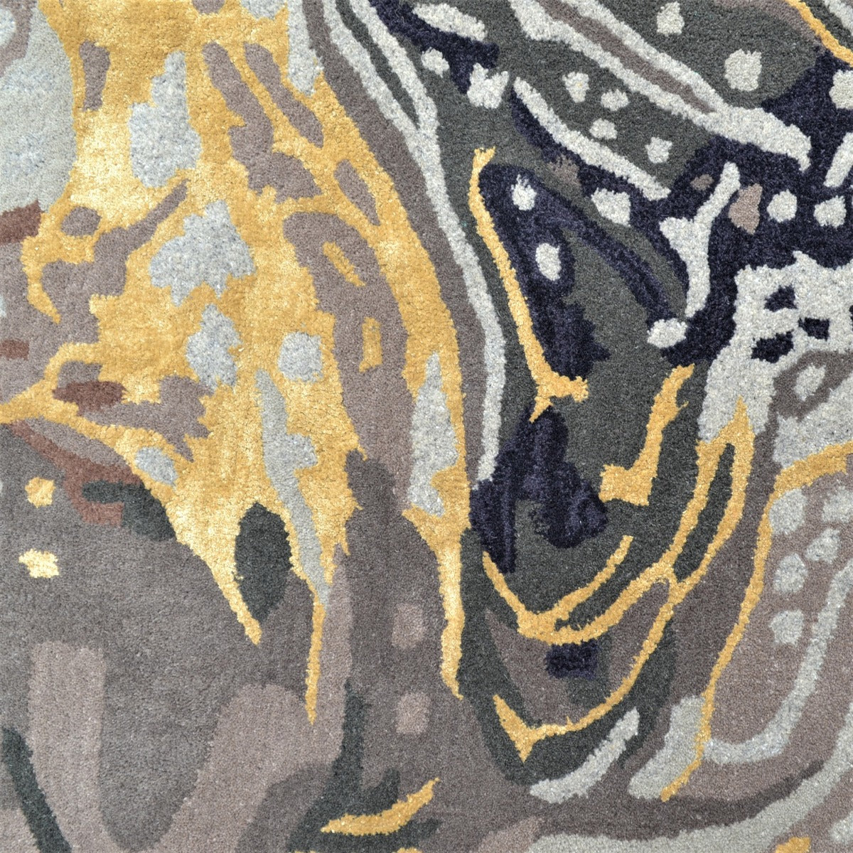 Designer Wool & Viscose Rug-Textures 6403-Silver Multi-110x160cm