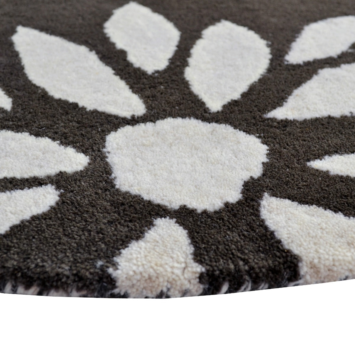 Handmade Round Wool Rug-Transit 6330-Brown-100x100cm