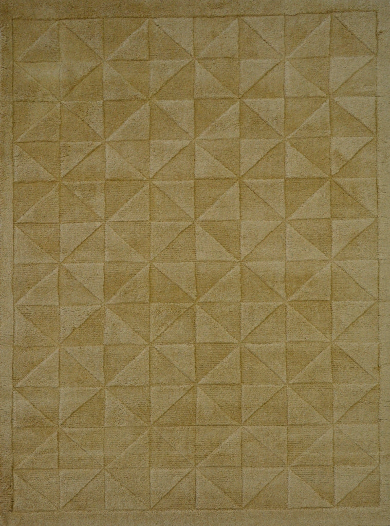 Handmade Contemporary Wool Rug - Triangle - Irish Cream - 110x160cm
