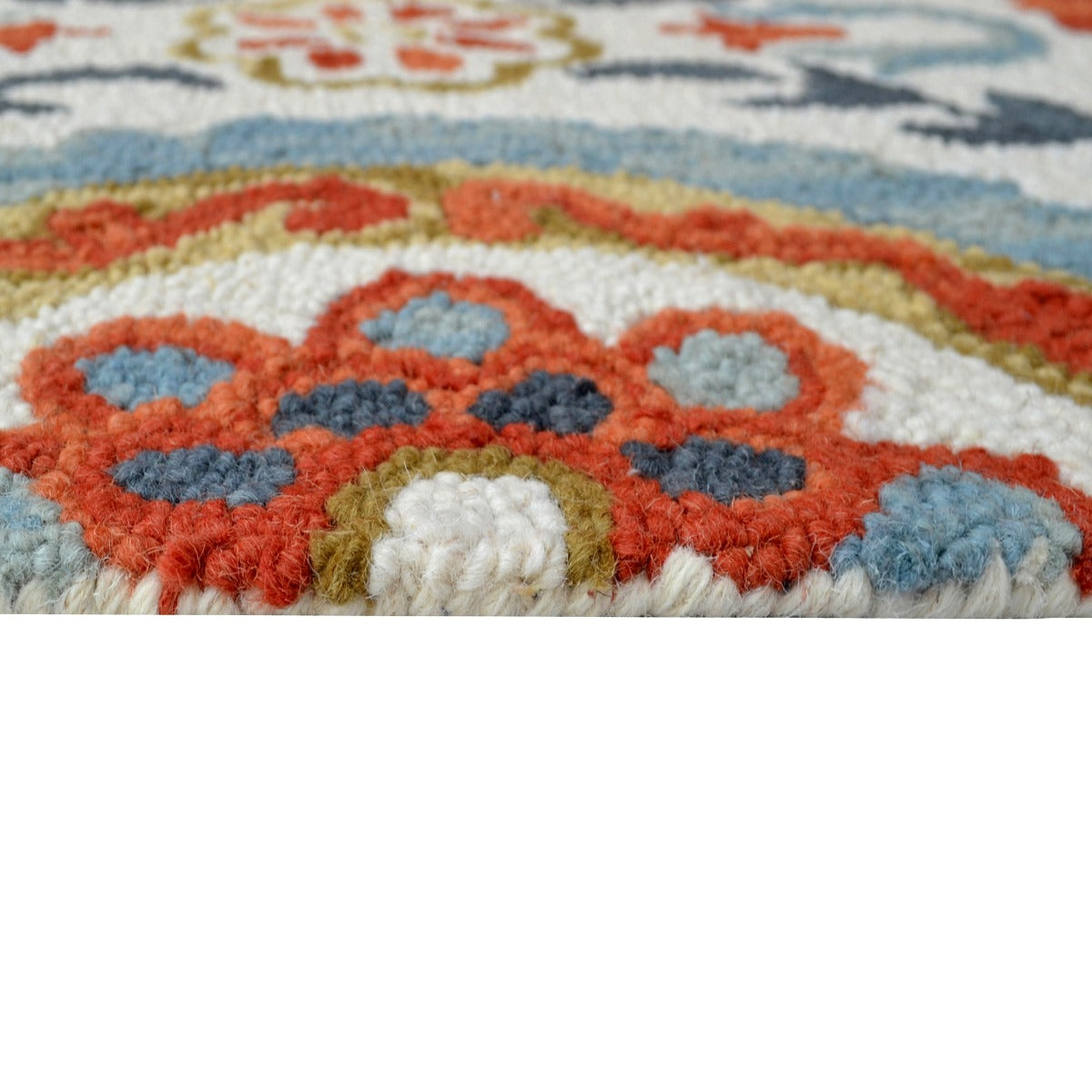 Designer Handmade Wool Rug-Vine 6266-Ivory/Multi-110x160cm