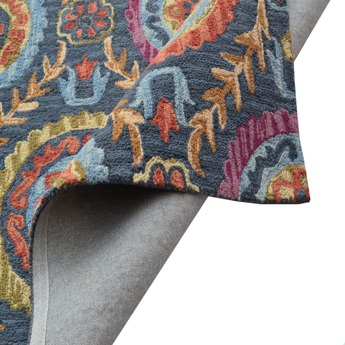 Designer Handmade Wool Rug-Vine 6266-Smoke/Blue-110x160cm