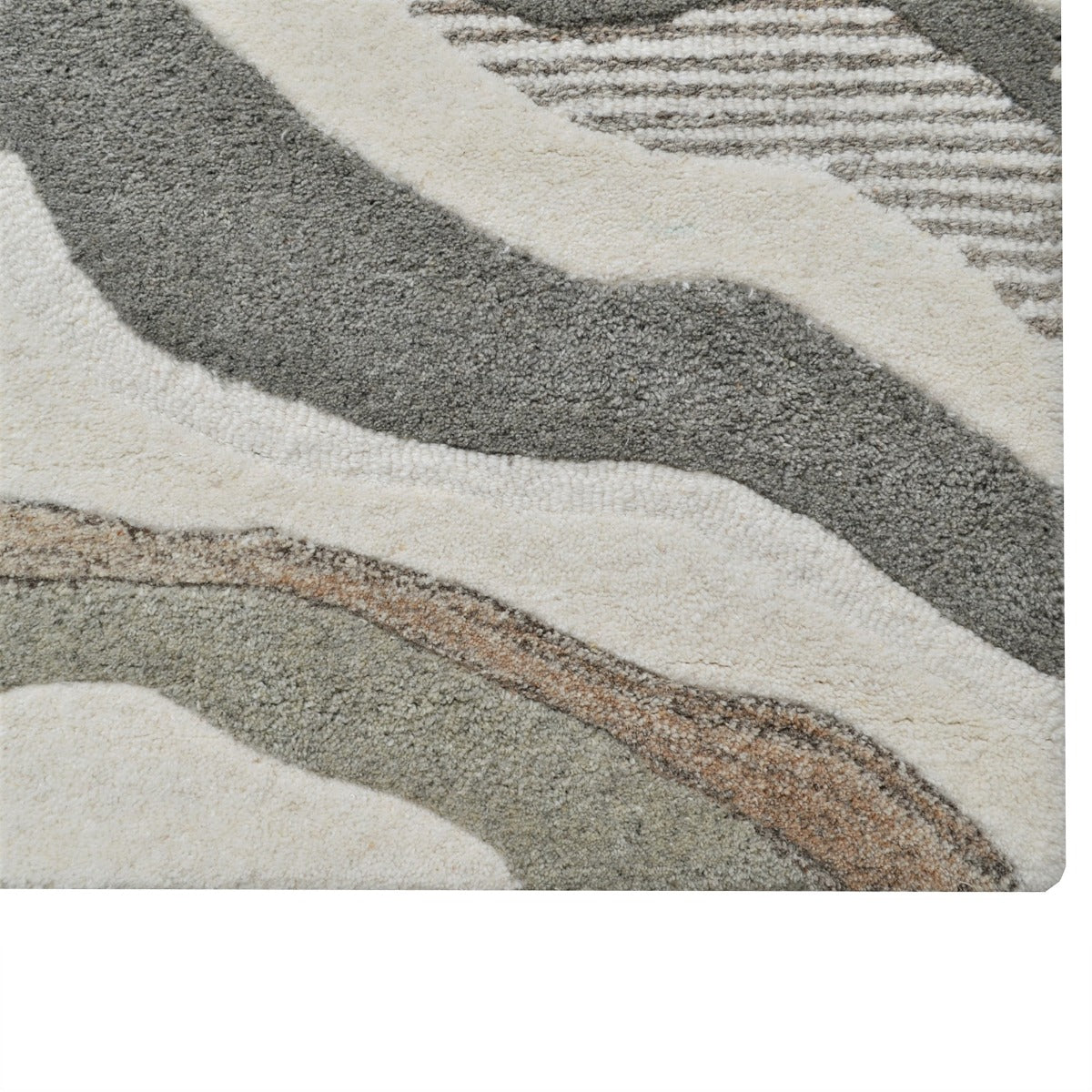 Modern Handmade Wool Rug-Wave-6418-Ivory Natural-110x160cm
