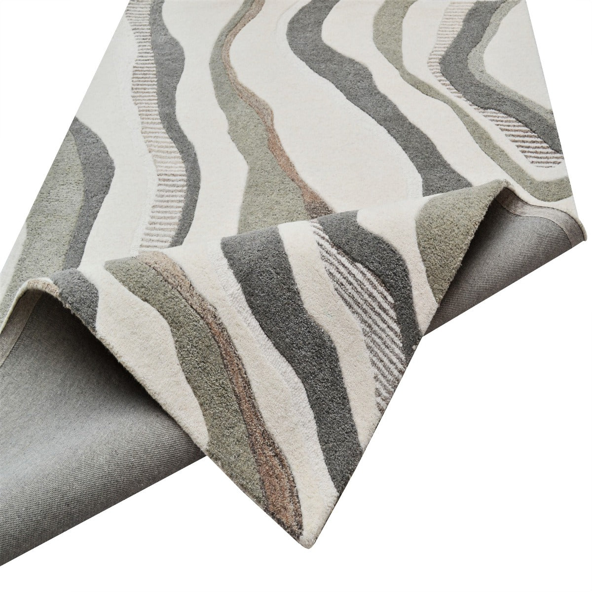 Modern Handmade Wool Rug-Wave-6418-Ivory Natural-110x160cm