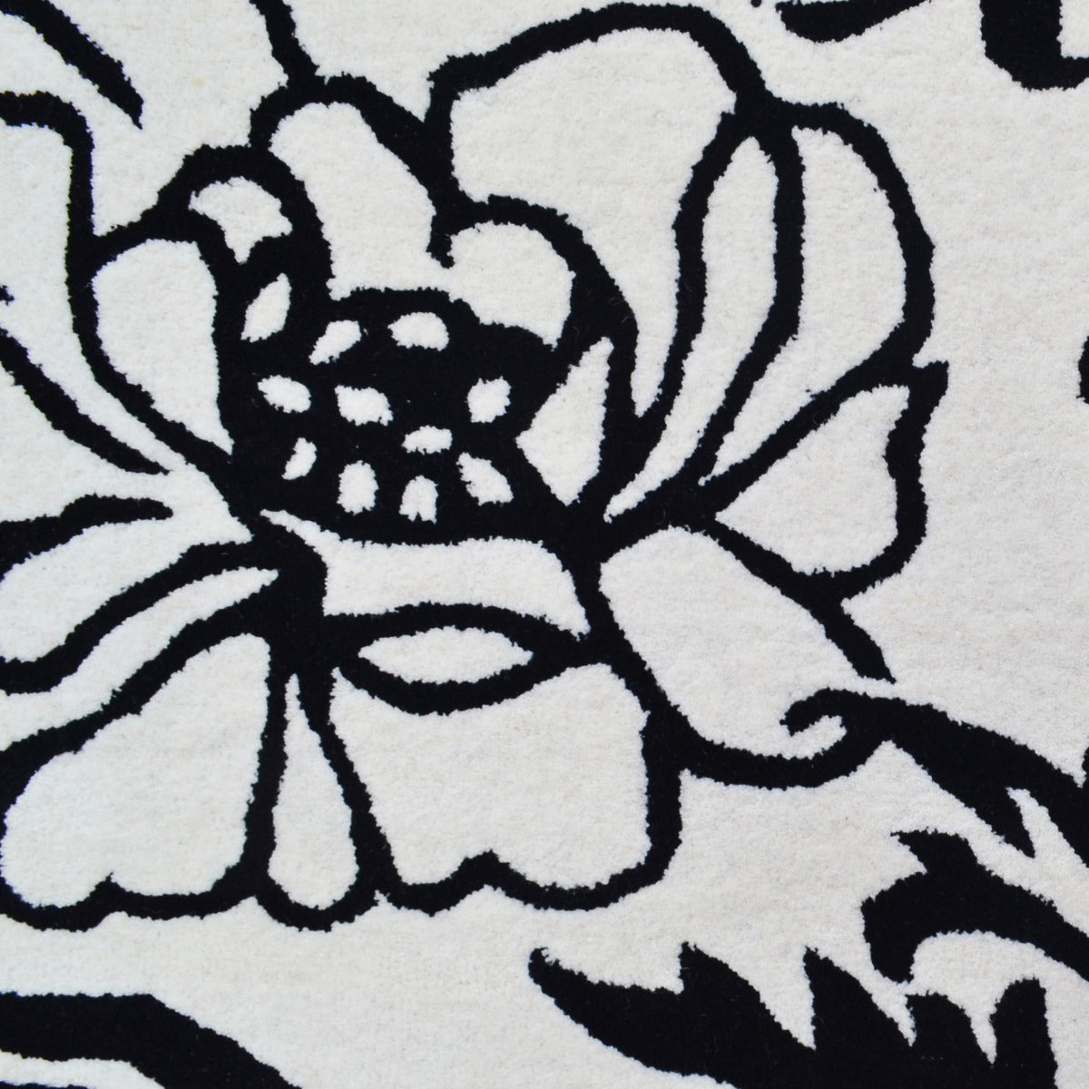 Designer Handmade Wool Rug-Wild Flower-619-Ivory Black-110x160cm