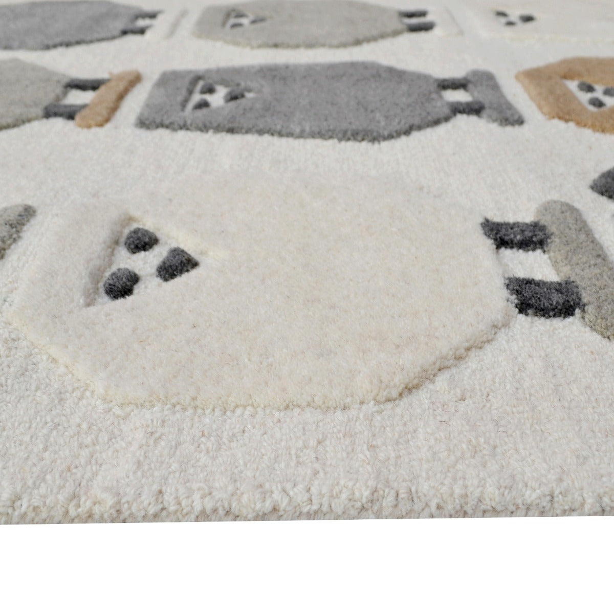 Woolly Handmade Kids Rug-6267-Ivory-Natural-110x160cm