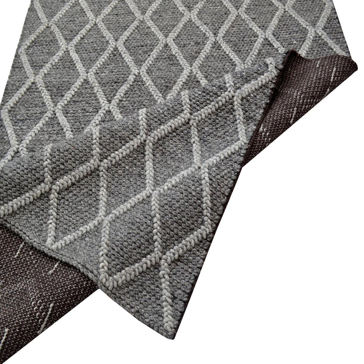 Handwoven Wool Rug-202216-Charcoal Silver-160x230cm