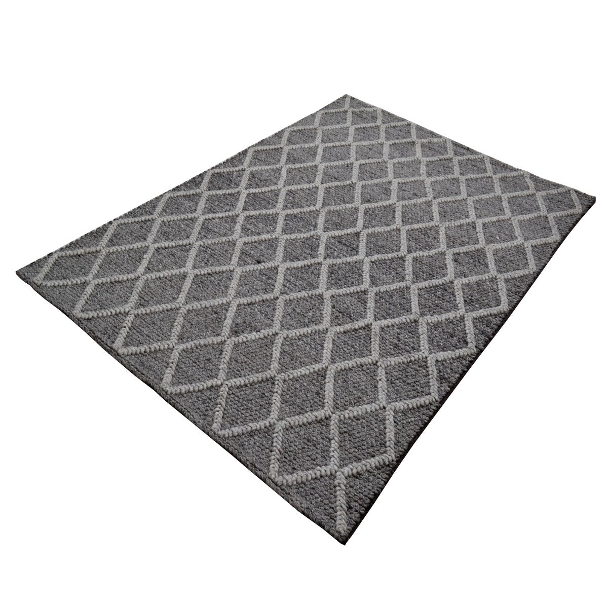 Handwoven Wool Rug-202216-Charcoal Silver-160x230cm