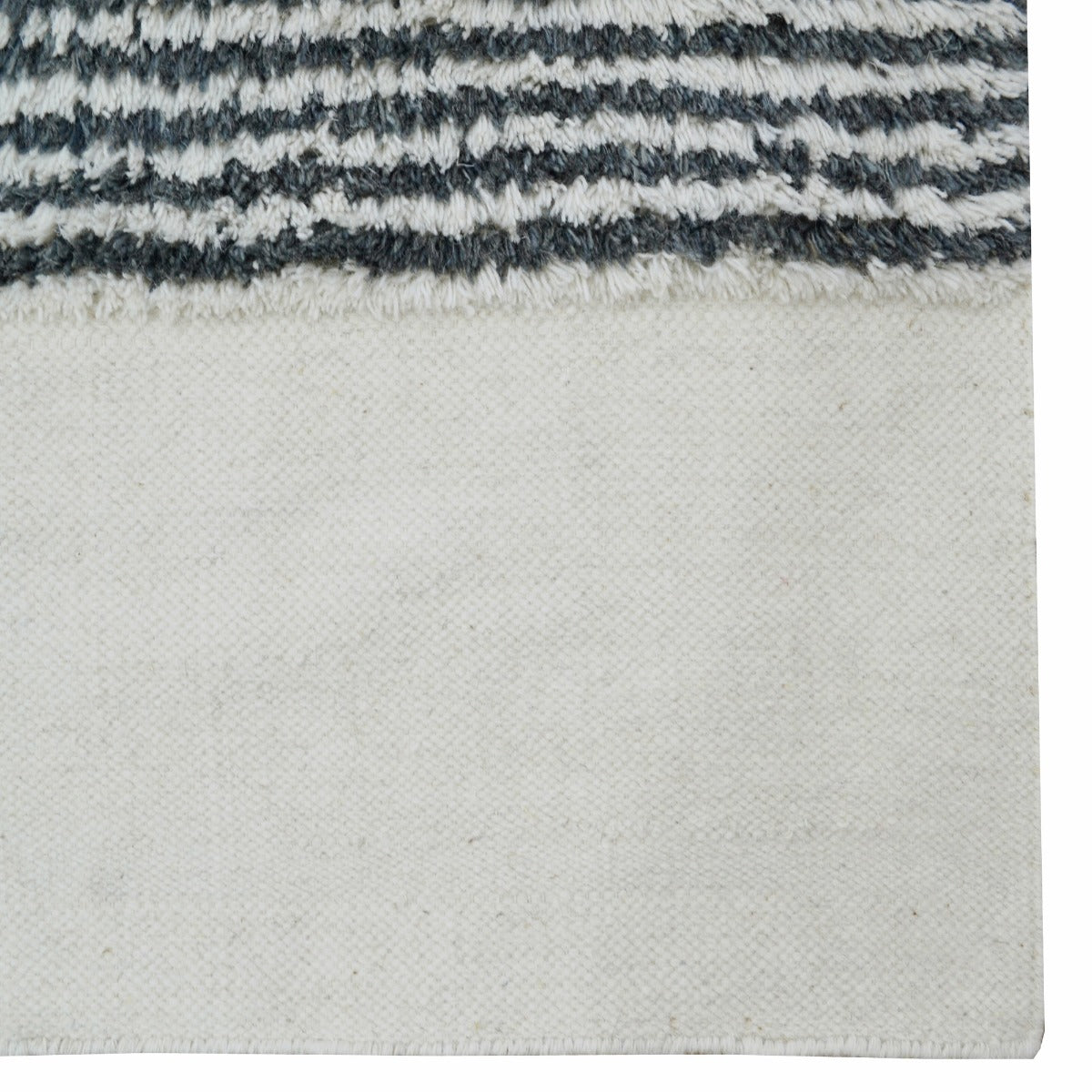 Handwoven Abstract Wool Rug-6317-Ivory/Charcoal-110x160cm
