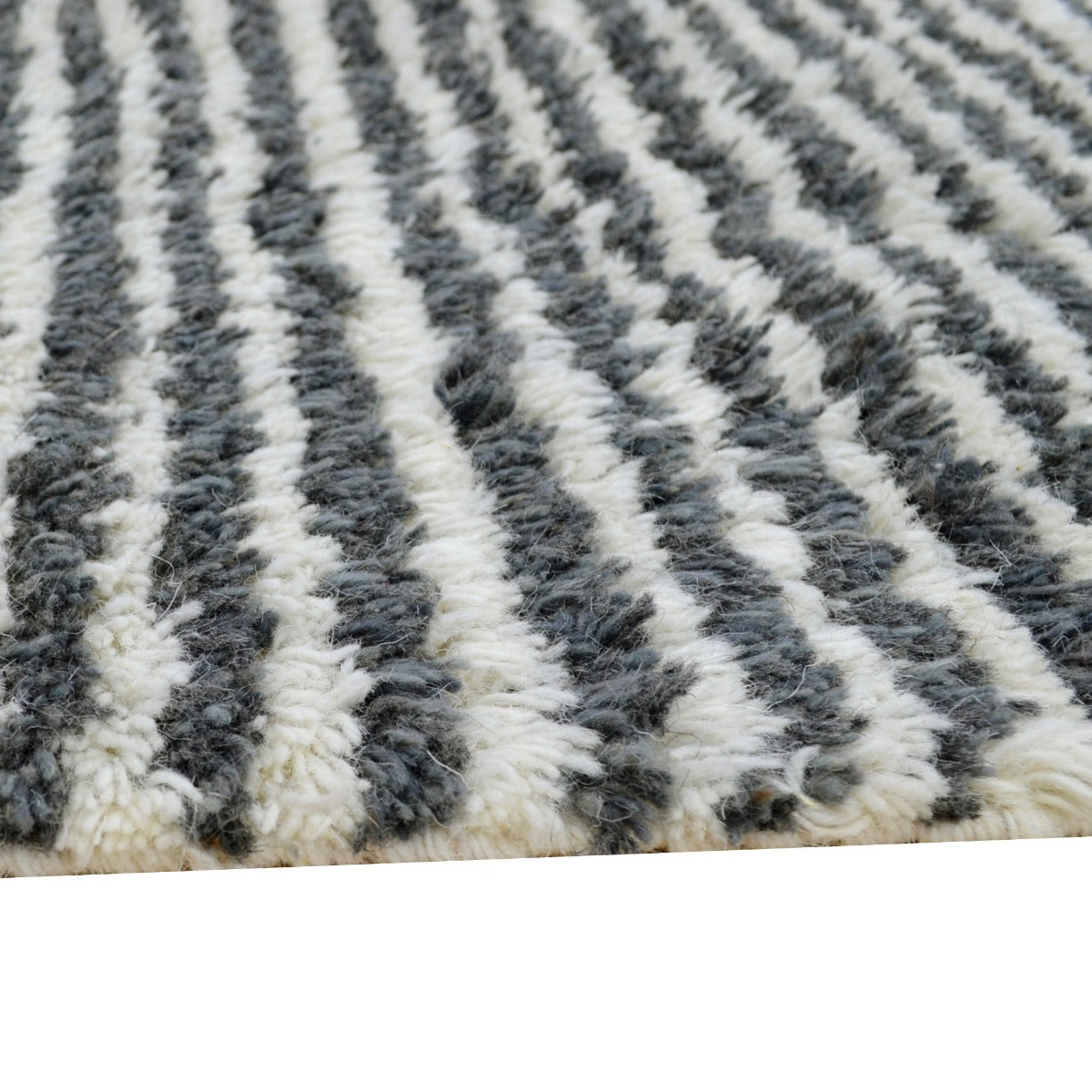 Handwoven Abstract Wool Rug-6317-Ivory/Charcoal-110x160cm