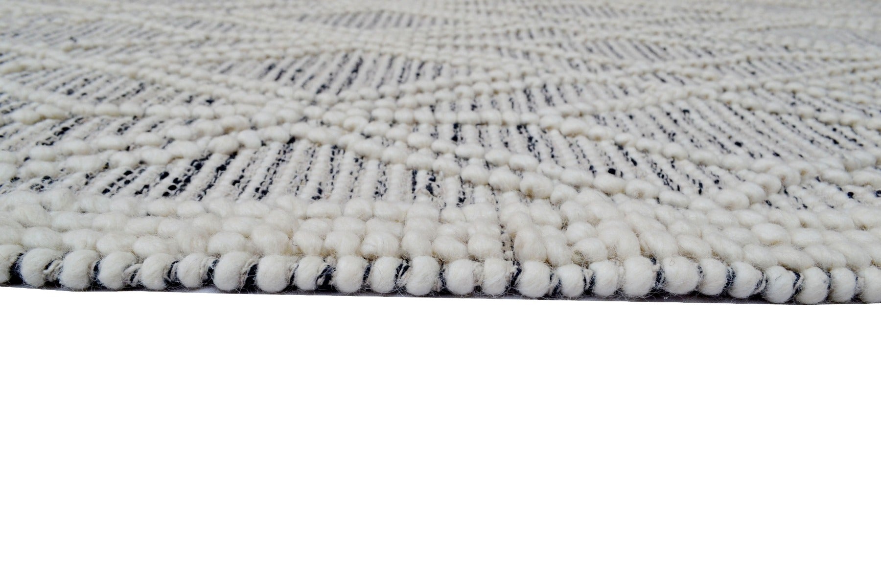 Aura Flatwoven Designer Wool Rug 6234 - Ivory/Black - 110X160cm