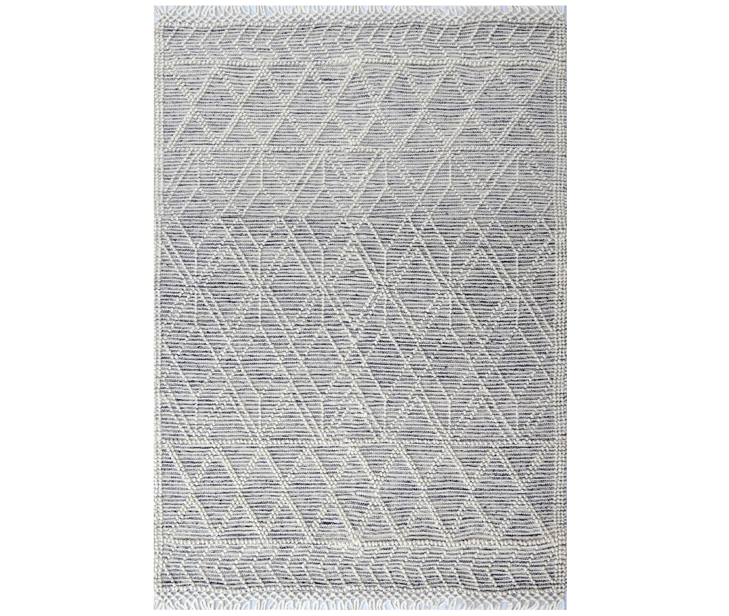 Aura Flatwoven Designer Wool Rug 6234 - Ivory/Black - 110X160cm