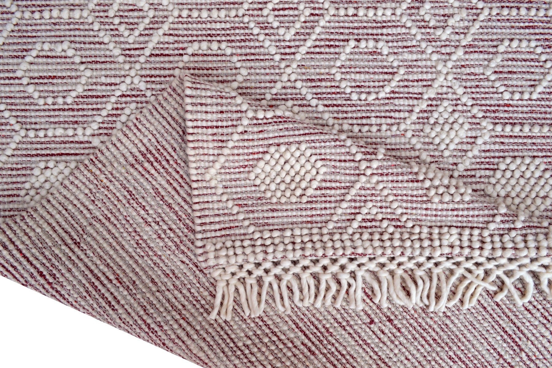 Aura Flatwoven Designer Wool Rug 6236 - Ivory/Red - 110X160cm