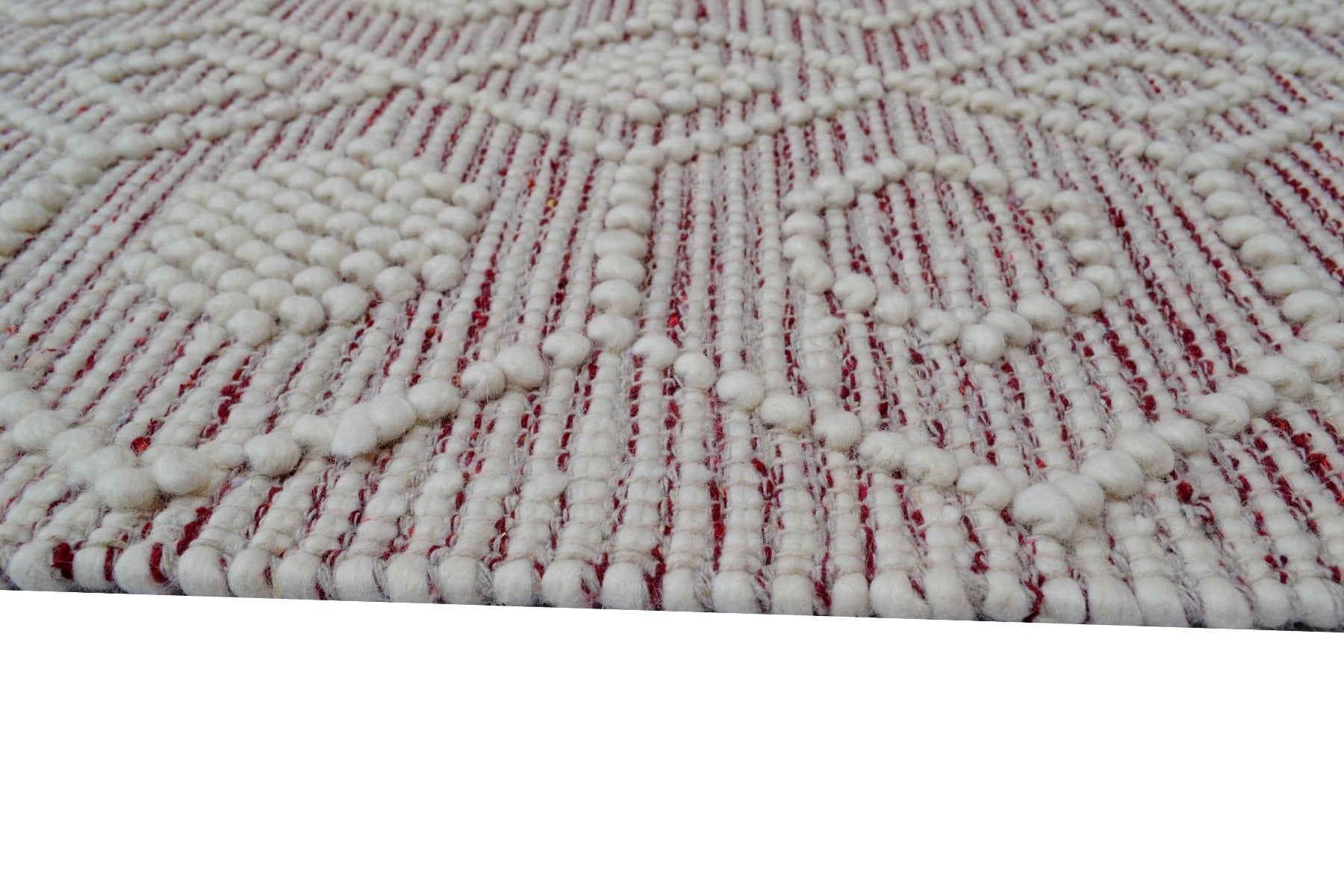 Aura Flatwoven Designer Wool Rug 6236 - Ivory/Red - 110X160cm