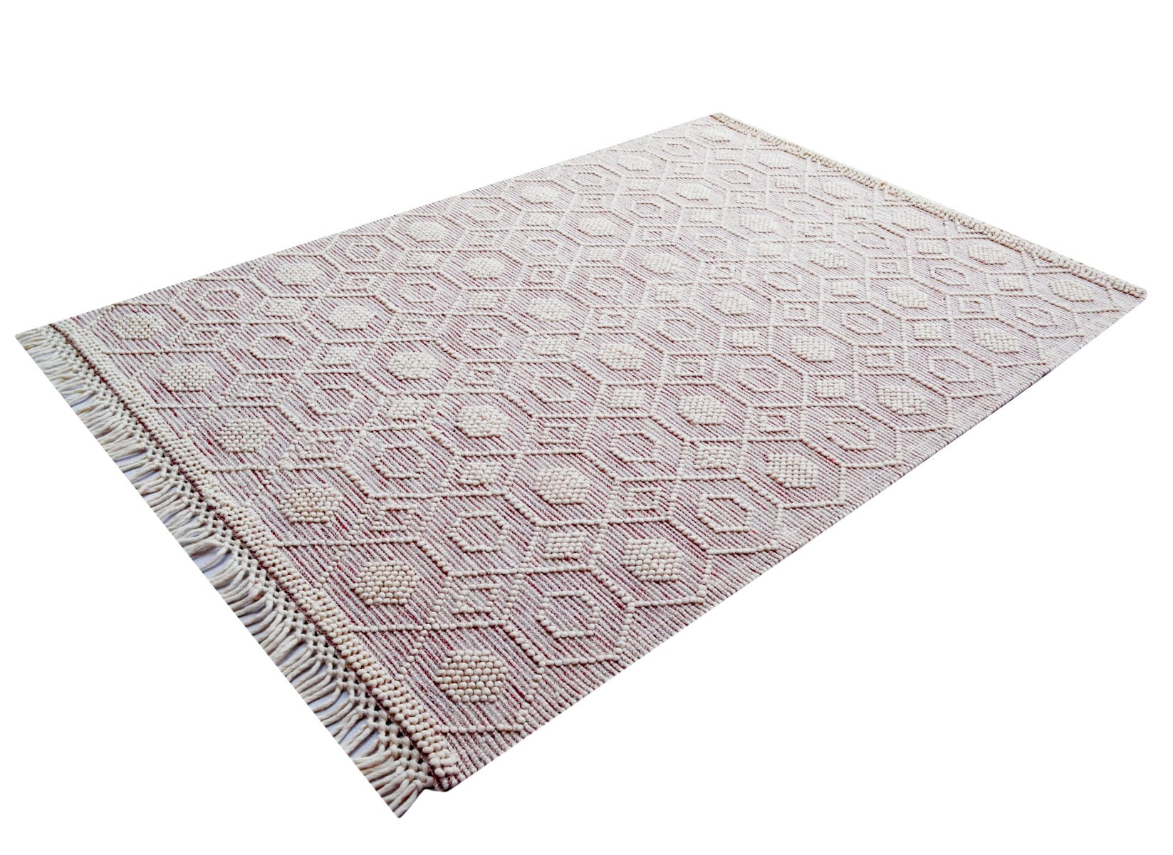 Aura Flatwoven Designer Wool Rug 6236 - Ivory/Red - 110X160cm