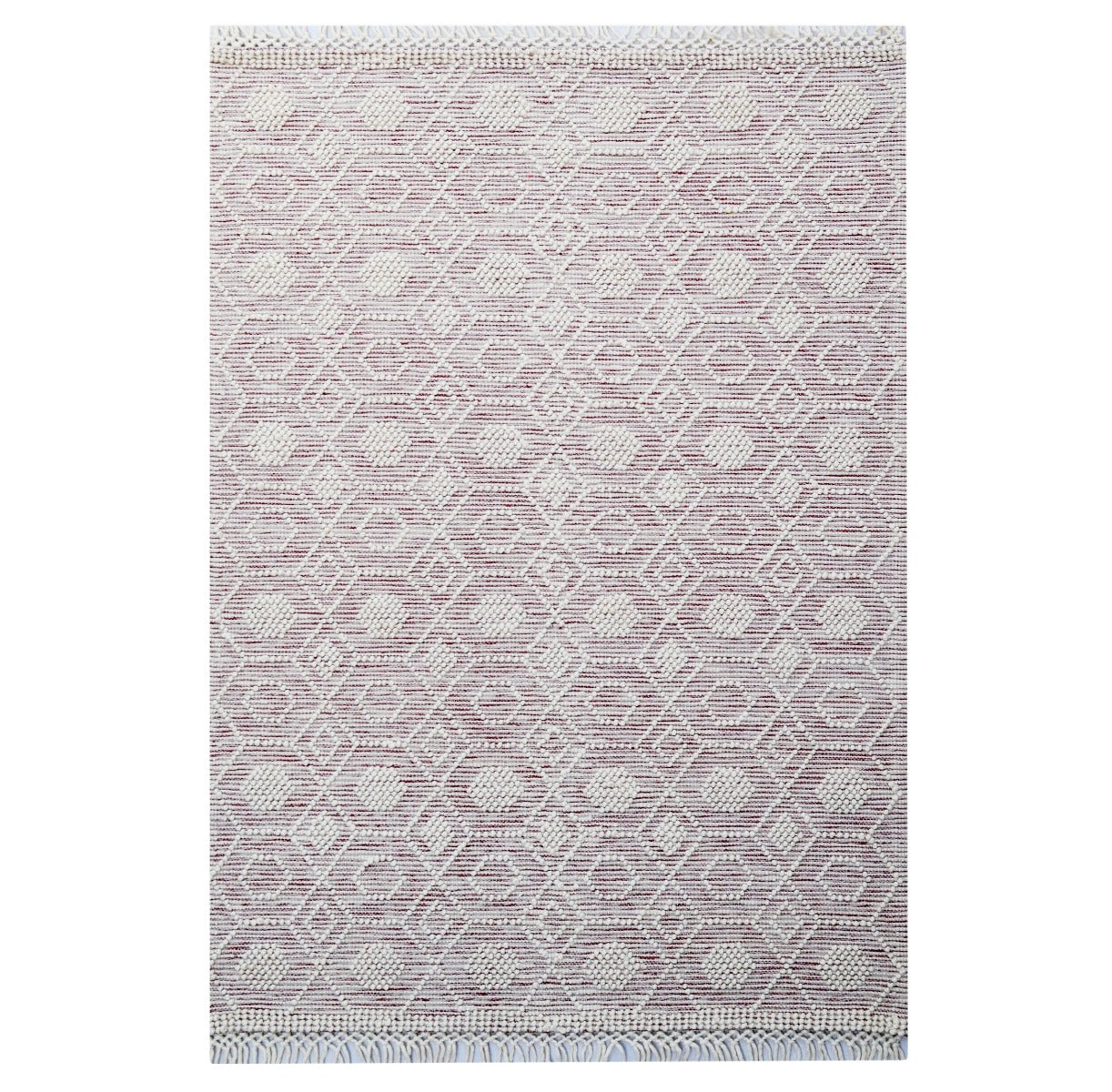 Aura Flatwoven Designer Wool Rug 6236 - Ivory/Red - 110X160cm