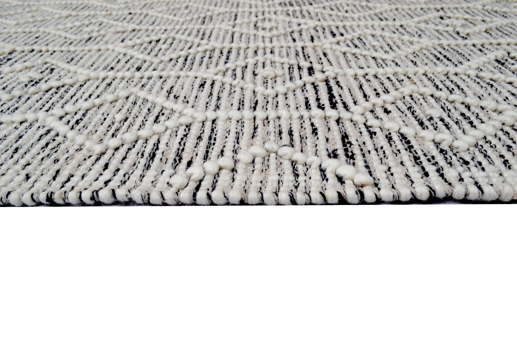 Aura Flatwoven Designer Wool Rug 6237 - Ivory/Black - 110X160cm
