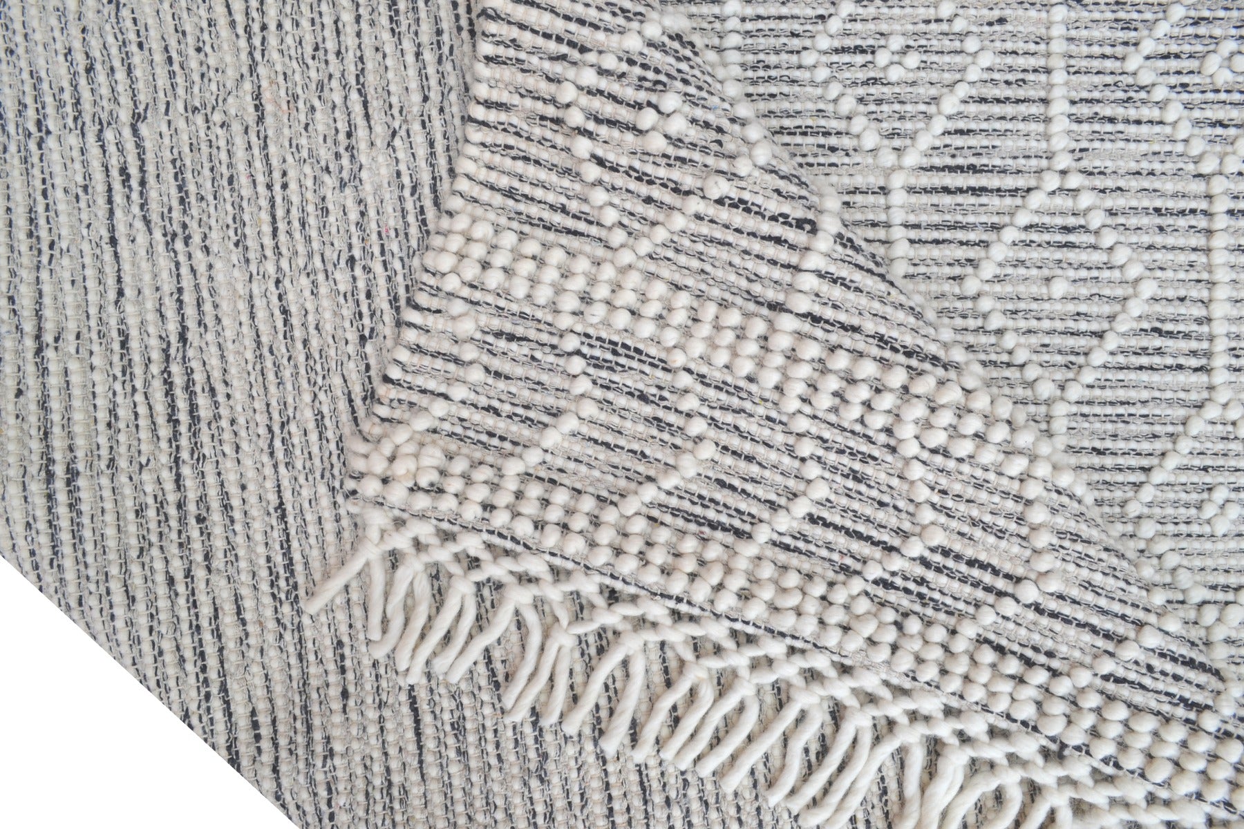 Aura Flatwoven Designer Wool Rug 6237 - Ivory/Black - 110X160cm