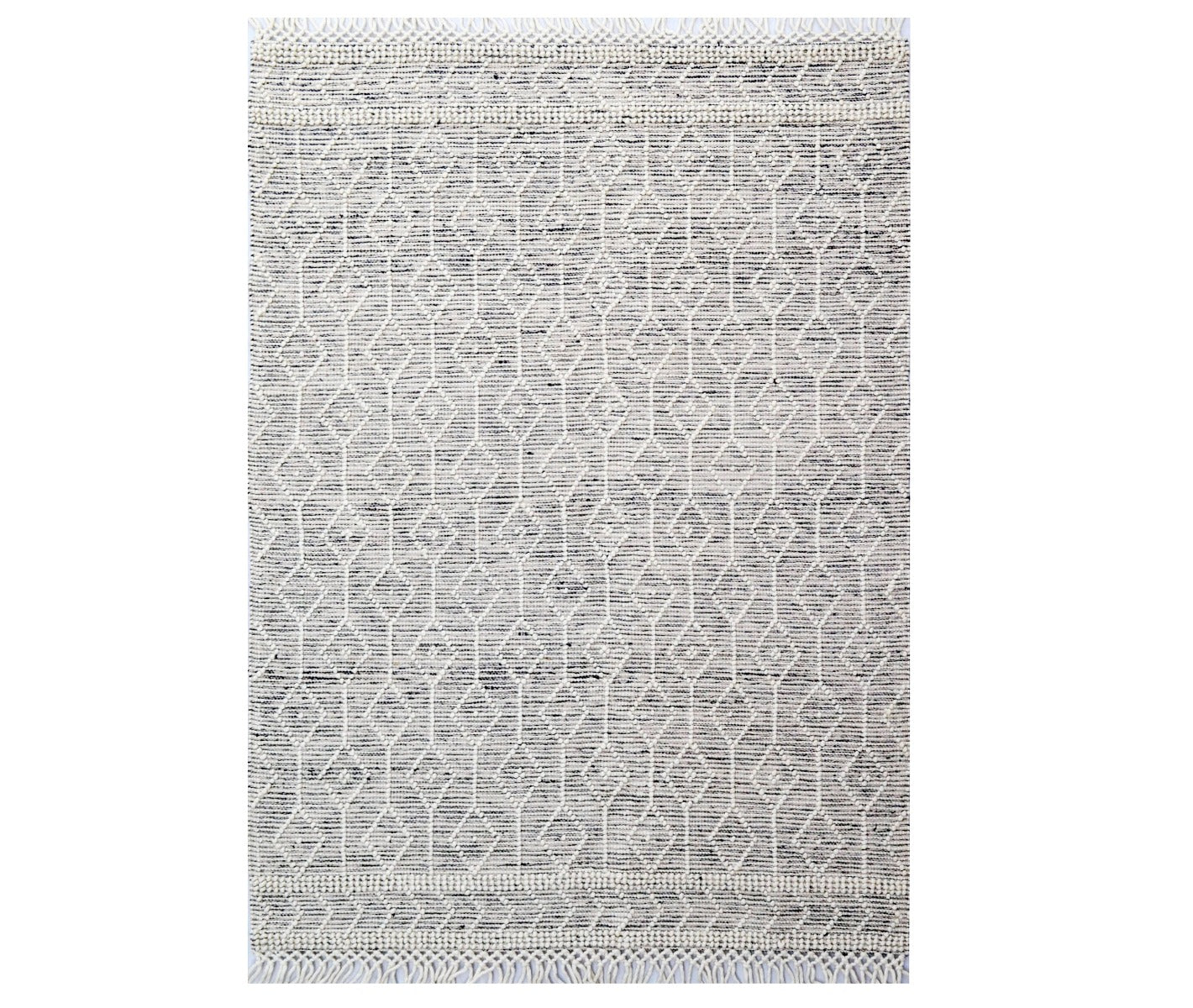 Aura Flatwoven Designer Wool Rug 6237 - Ivory/Black - 110X160cm
