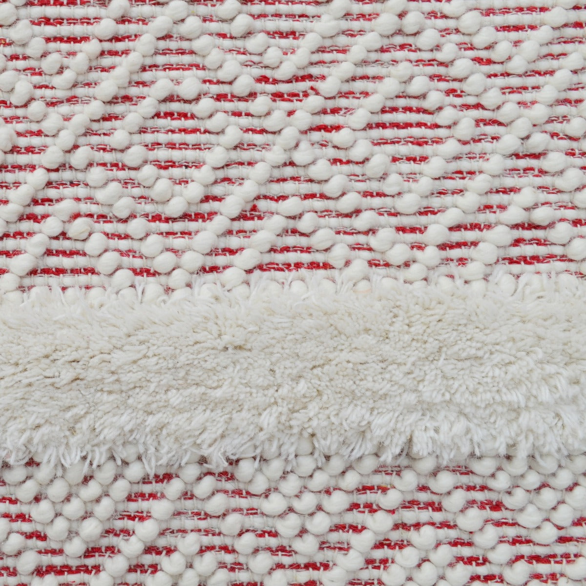 Designer Flatwoven Wool Rug-Aura 6239-Ivory/Red-110x160cm