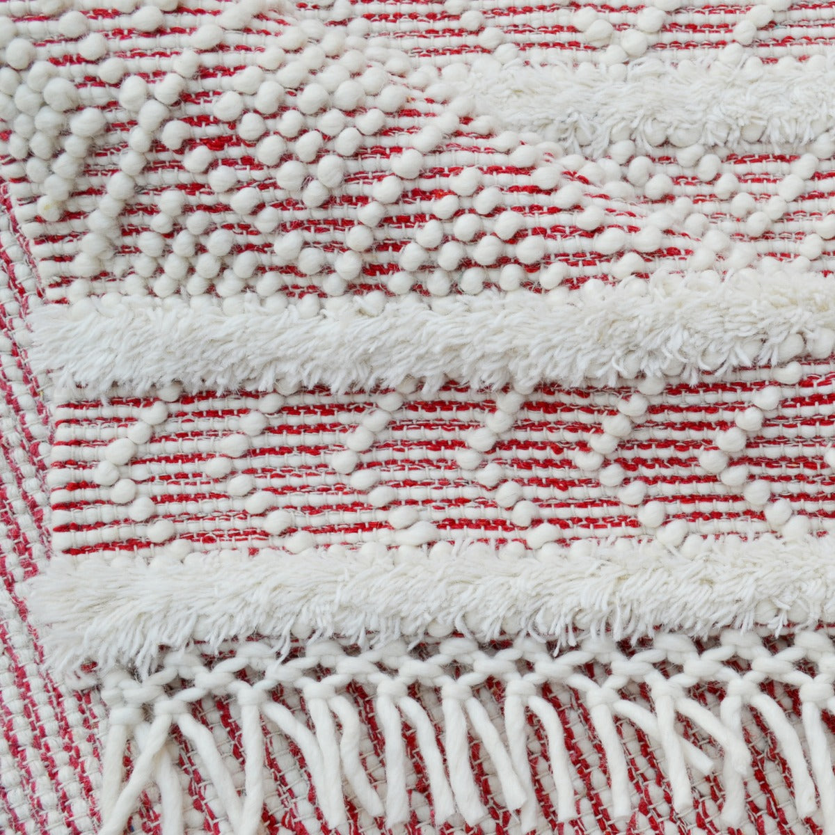 Designer Flatwoven Wool Rug-Aura 6239-Ivory/Red-110x160cm