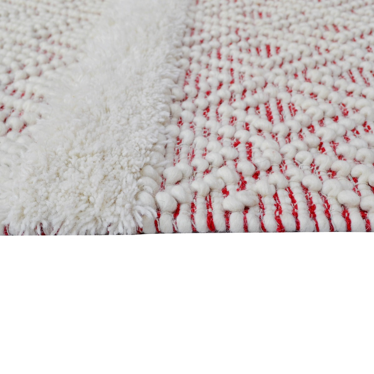 Designer Flatwoven Wool Rug-Aura 6239-Ivory/Red-110x160cm
