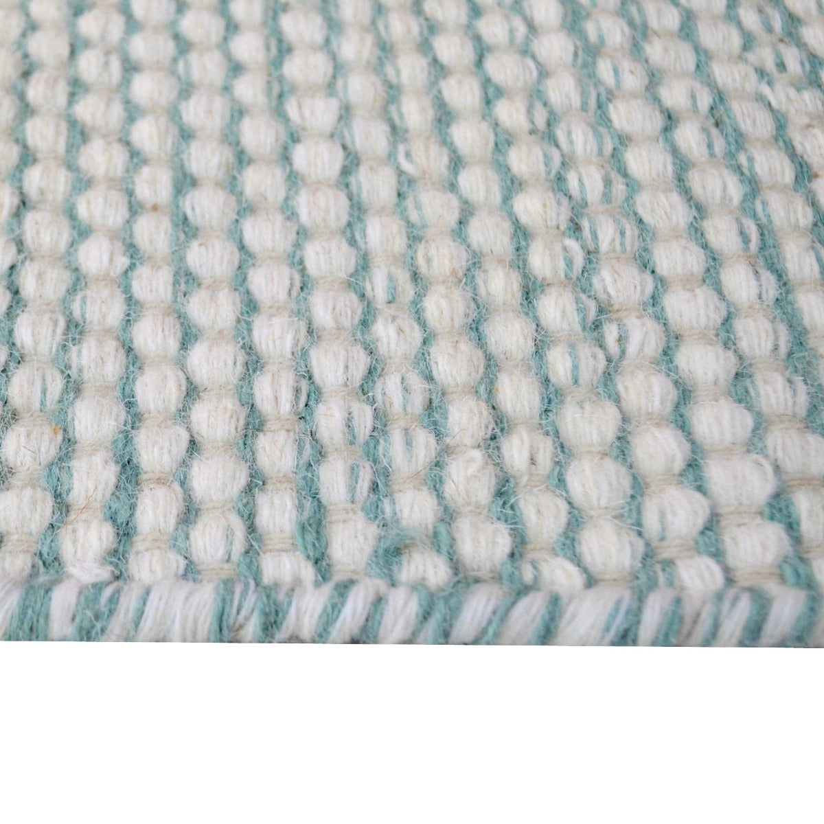 Handwoven Boondi Wool Rug-Ivory/Aqua-110x160cm