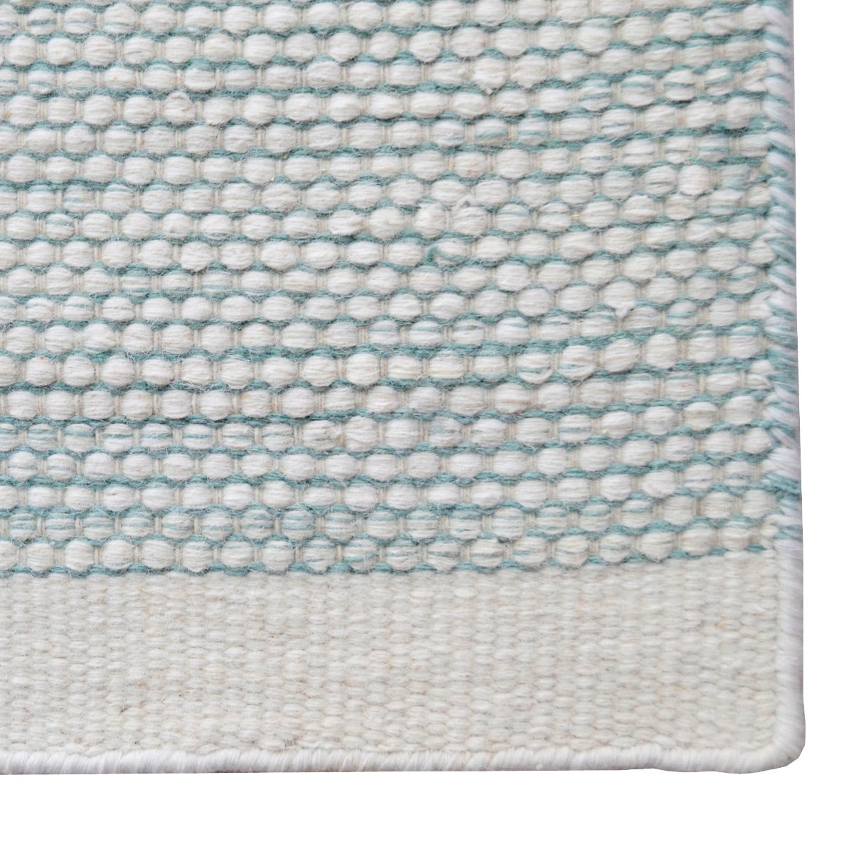 Handwoven Boondi Wool Rug-Ivory/Aqua-110x160cm