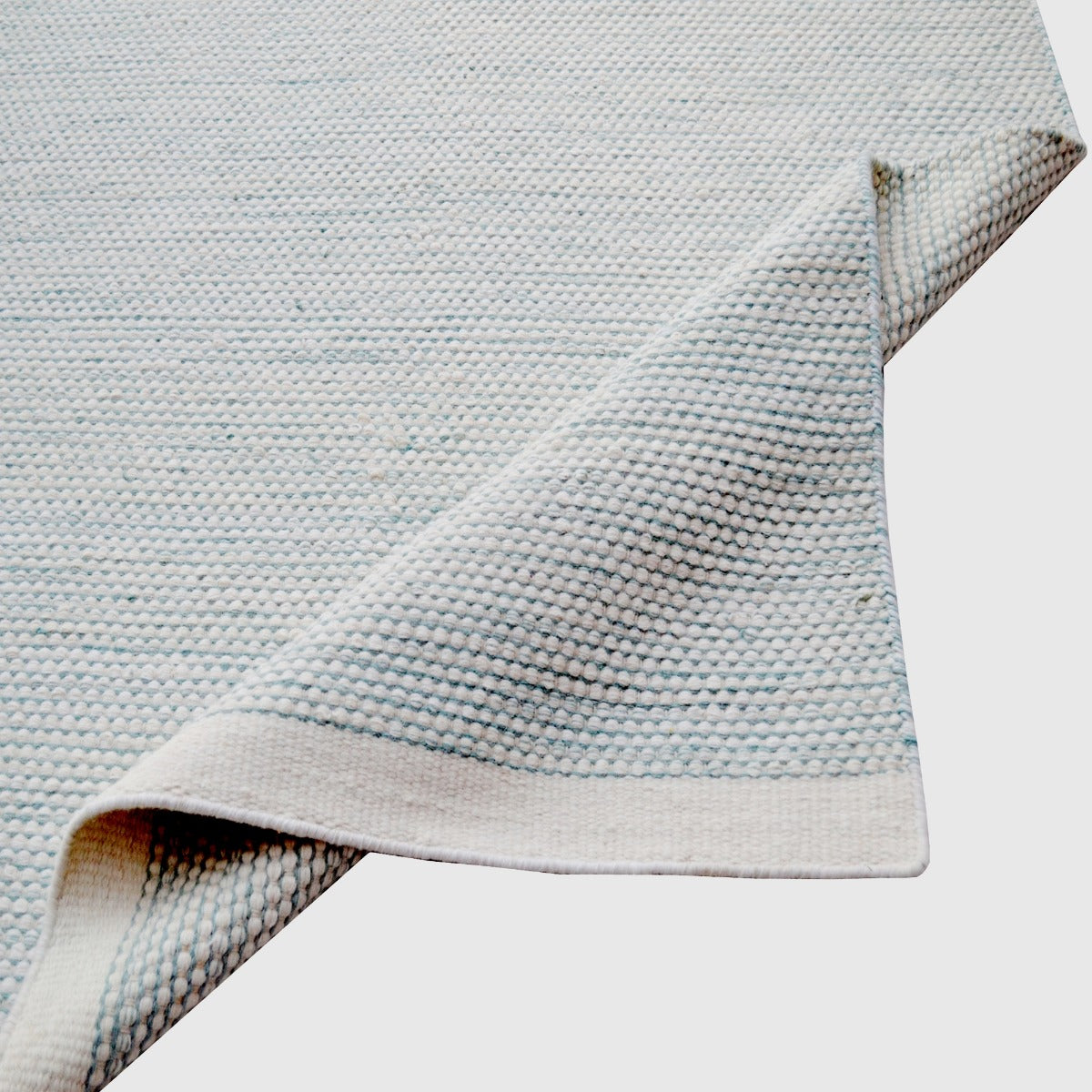 Handwoven Boondi Wool Rug-Ivory/Aqua-110x160cm